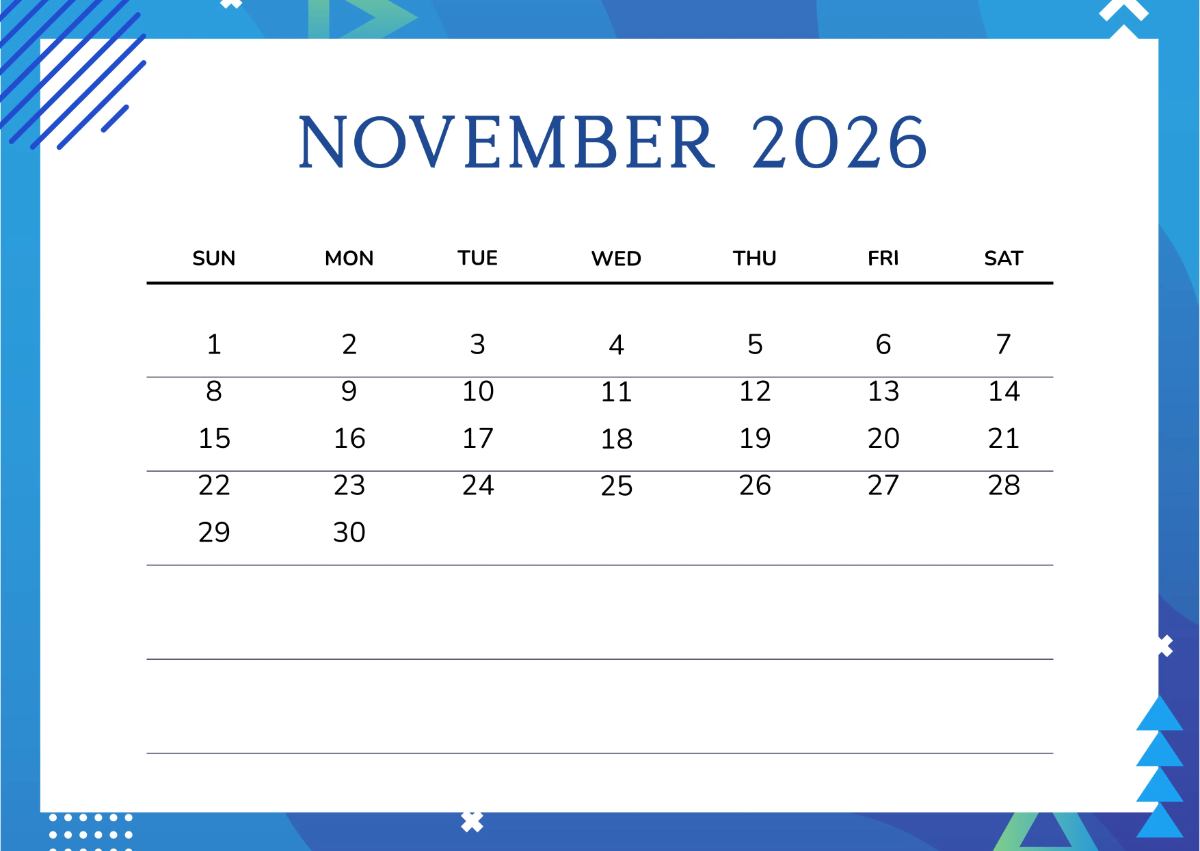 Free Blue 2026 Wall Calendar Template to Edit Online