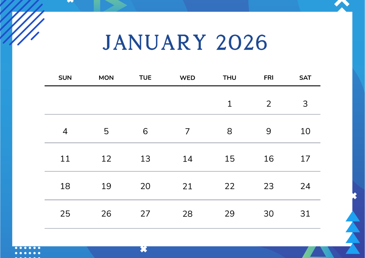 Free Blue 2026 Wall Calendar Template to Edit Online