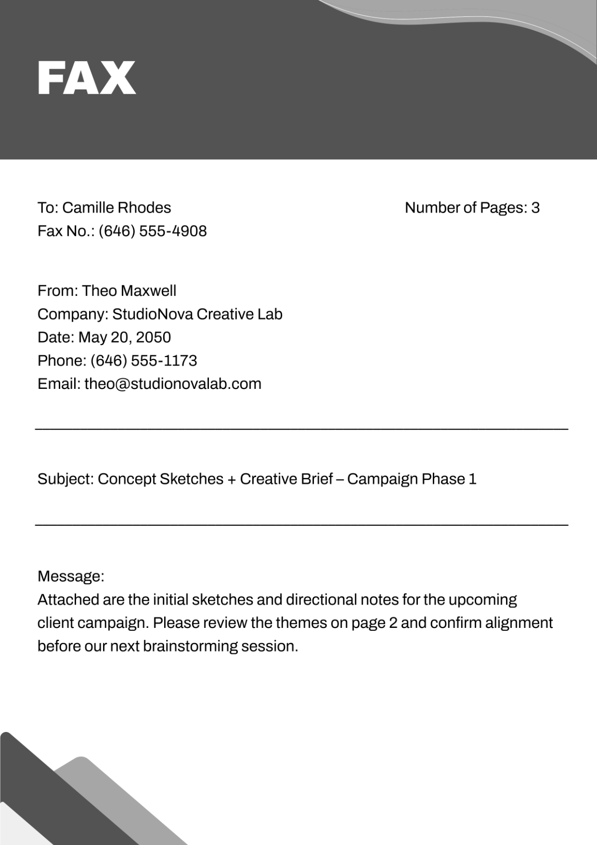 Free Creative Office Fax Cover Page Template