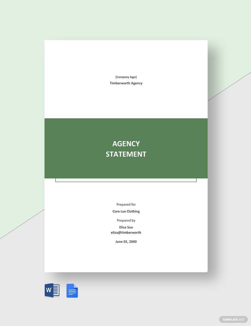 Free Sample Agency Statement Template