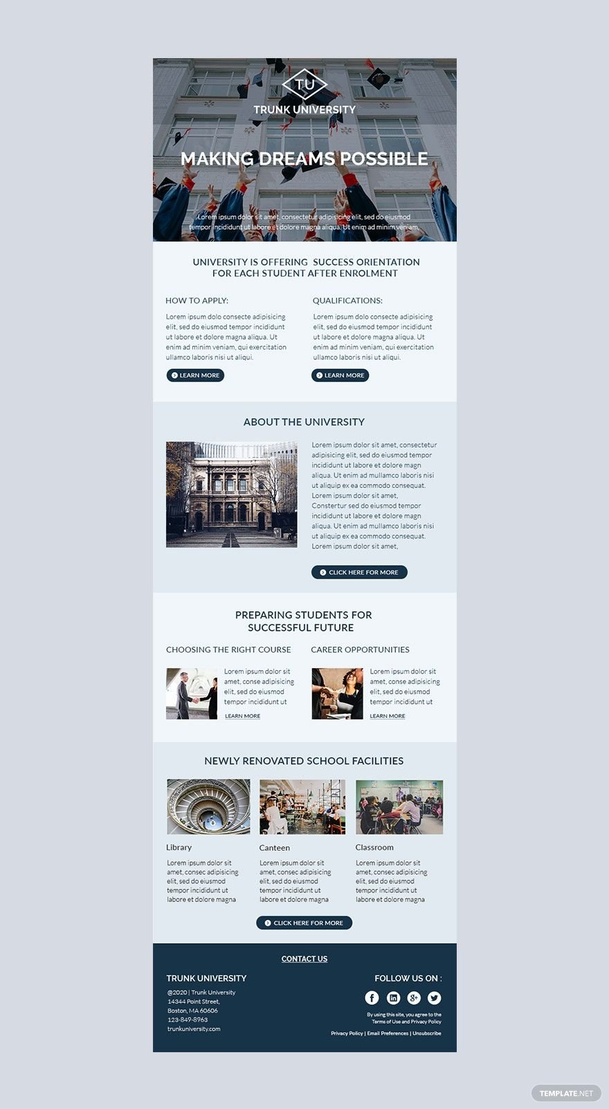 University Email Newsletter Template in Word, PSD, Apple Pages, Publisher, Outlook, HTML5