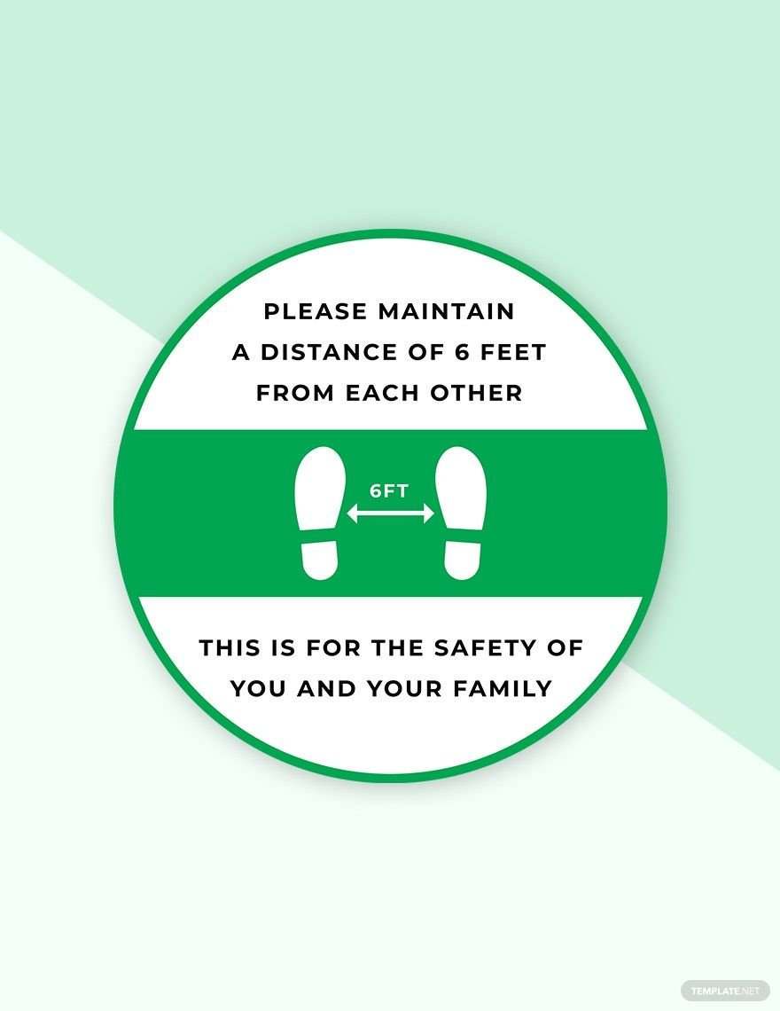 Maintain 6 Feet Floor Safety Sign Template