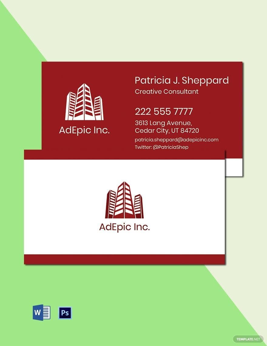 Free Sample Agency Business Card Template