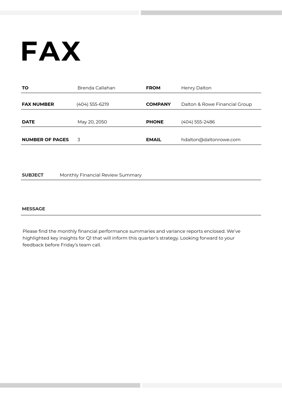 Free Standard Fax Cover Page Template