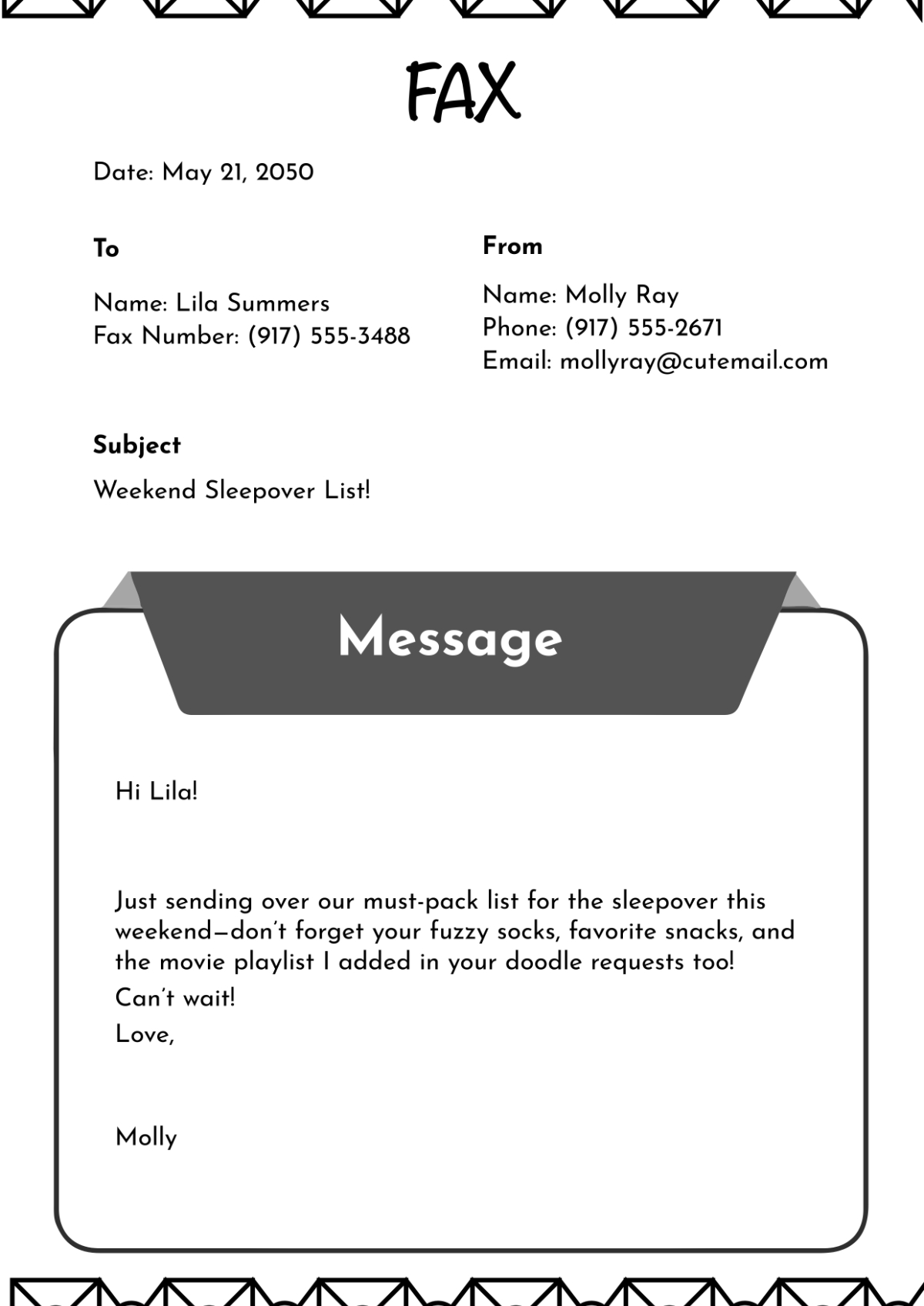 Free Cutesy Fax Cover Page Template to Edit Online
