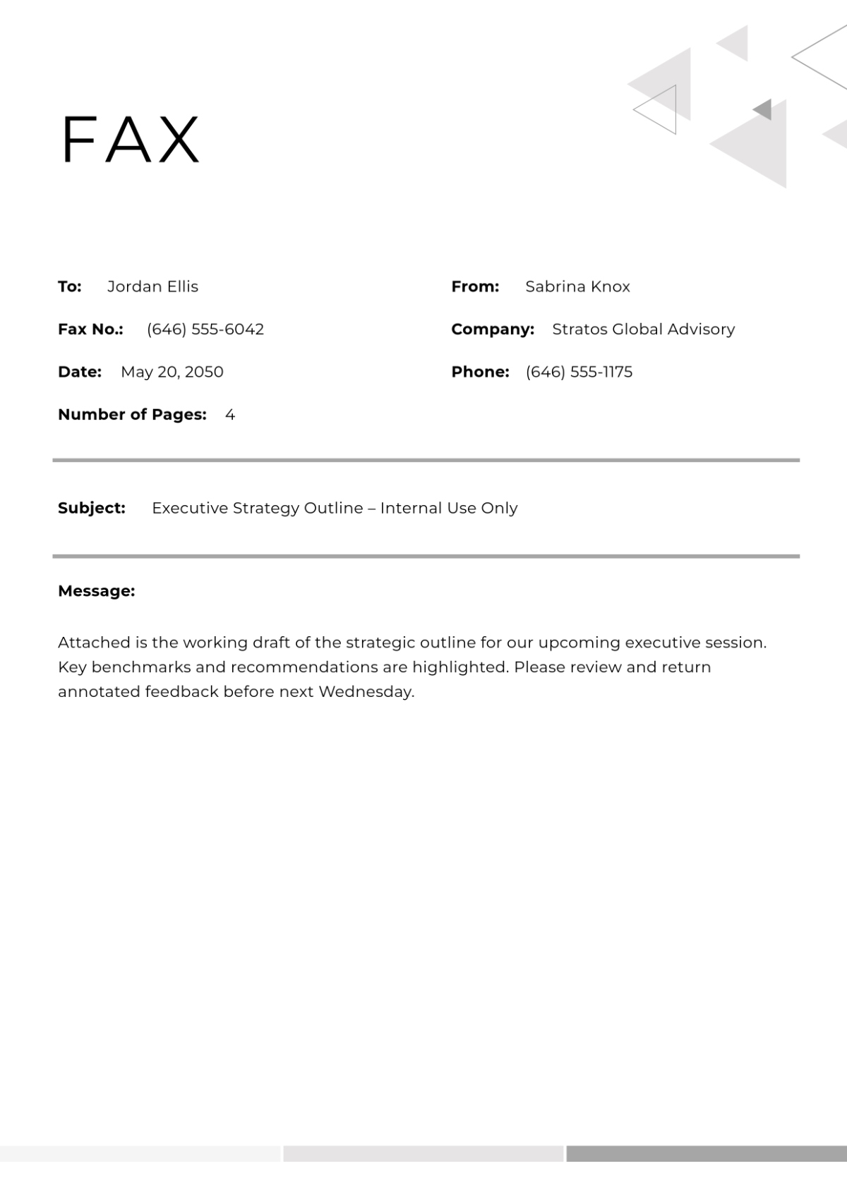 Free Modern Business Fax Cover Page Template