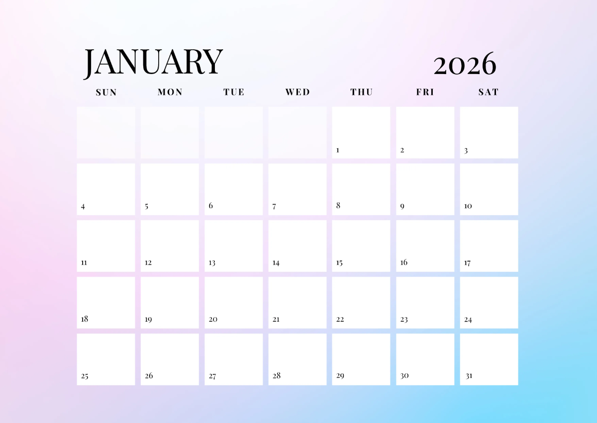 Microsoft Word Editable Calendar 2026