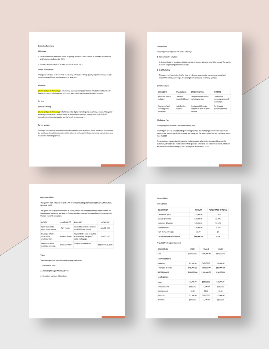 Agency Business Plan Template