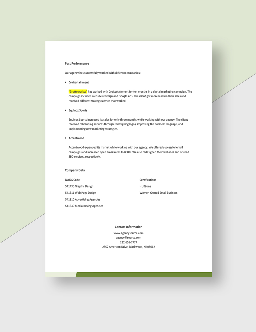 Agency Capability Statement Template