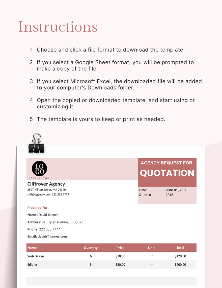 Agency Request for Quotation Template