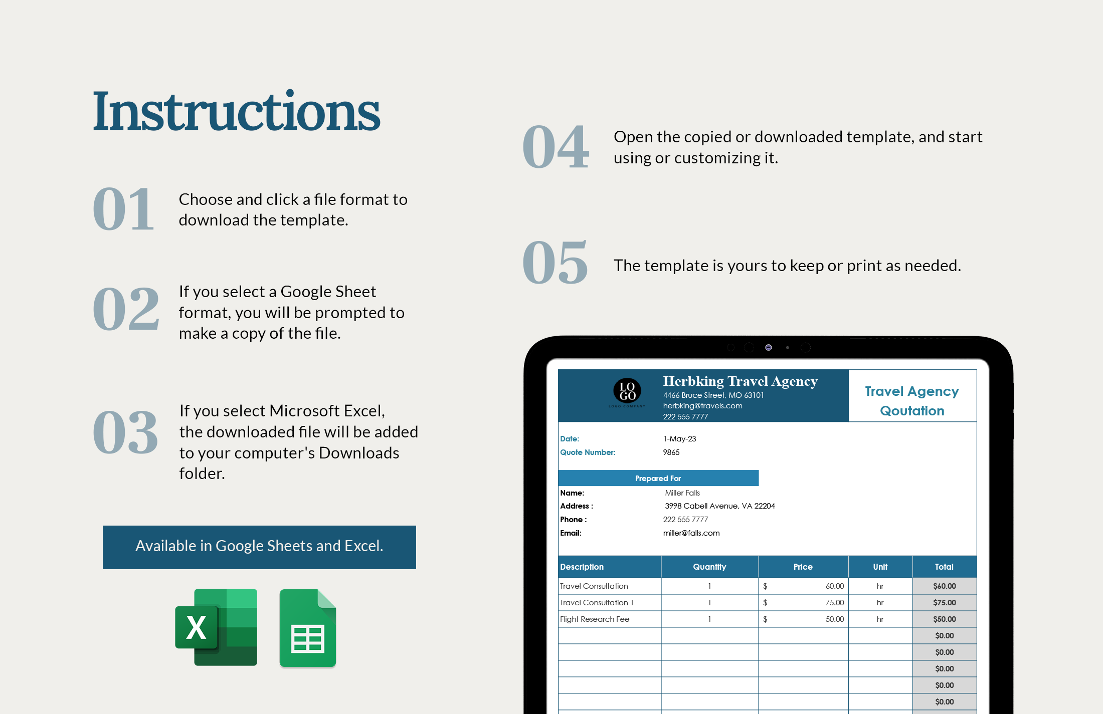 Editable Travel Agency Quotation Template Download in Word, Google