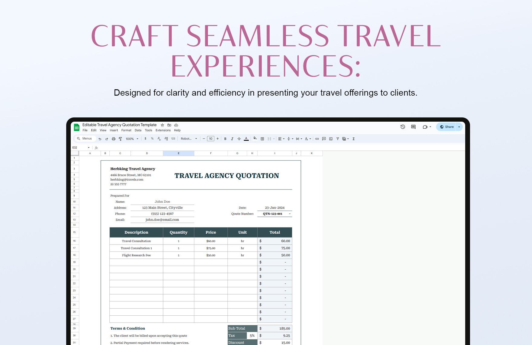 Editable Travel Agency Quotation Template