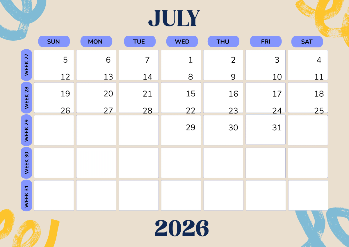 Free 2026 Weekly Calendar Template to Edit Online