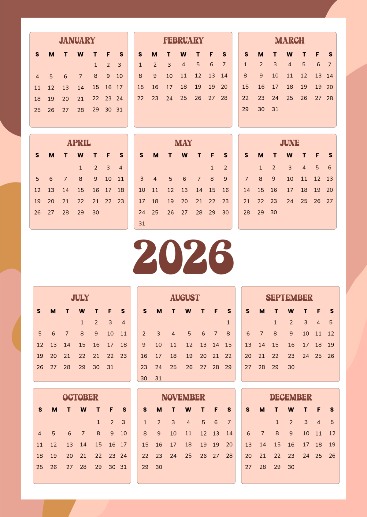 Free Creative 2026 Academic Calendar Template to Edit Online