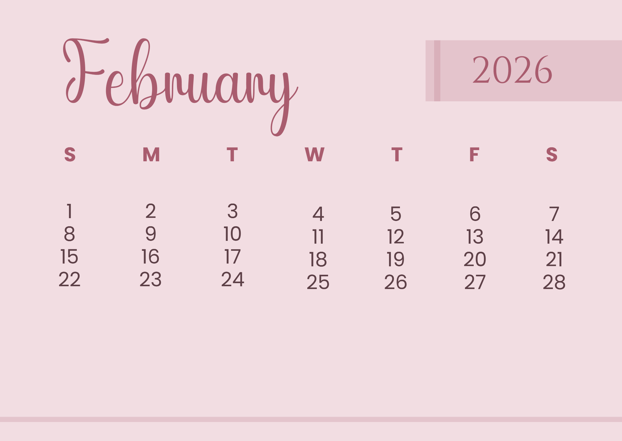 Free Minimalist Background 2026 Calendar Template to Edit Online