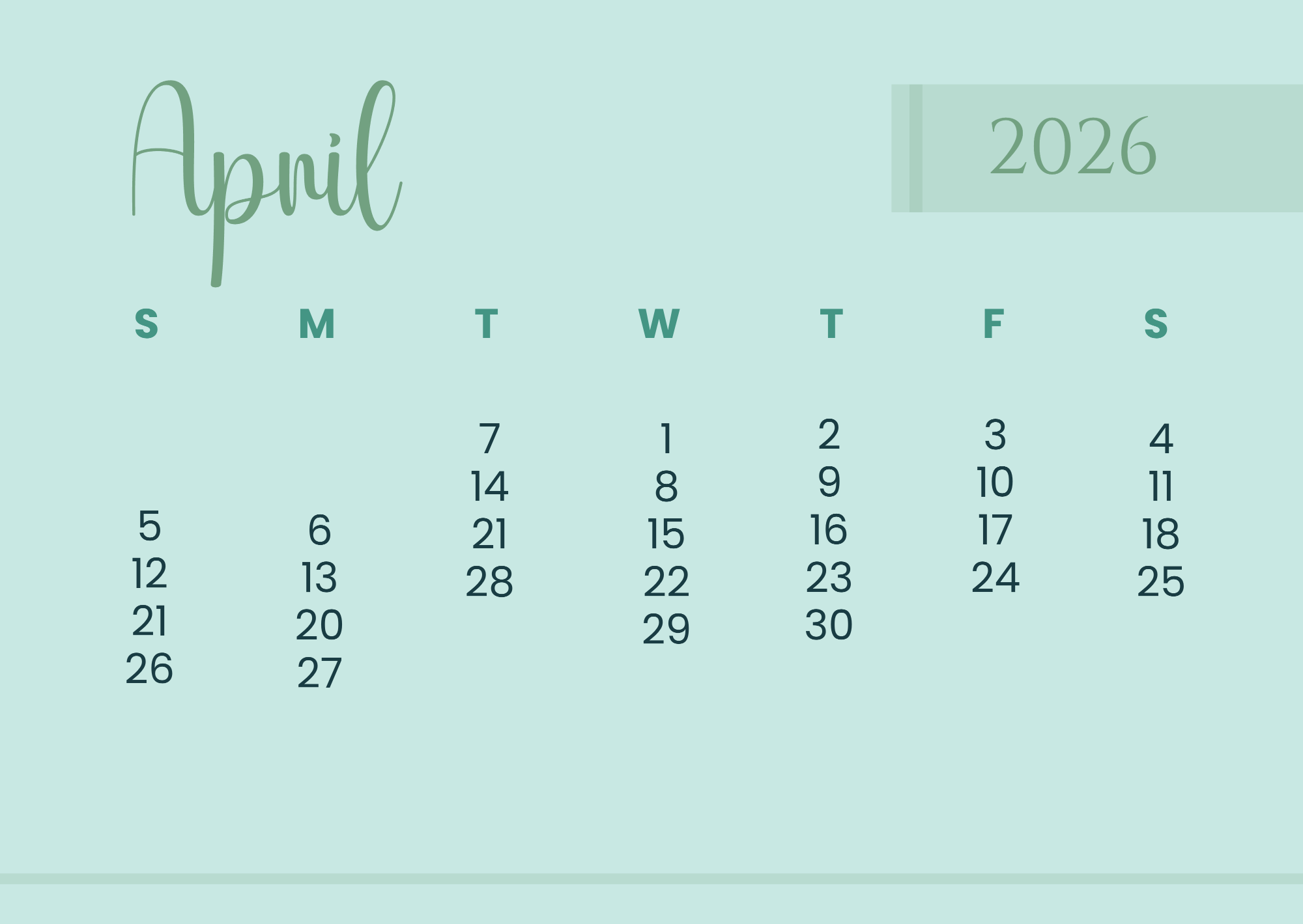 Free Minimalist Background 2026 Calendar Template to Edit Online