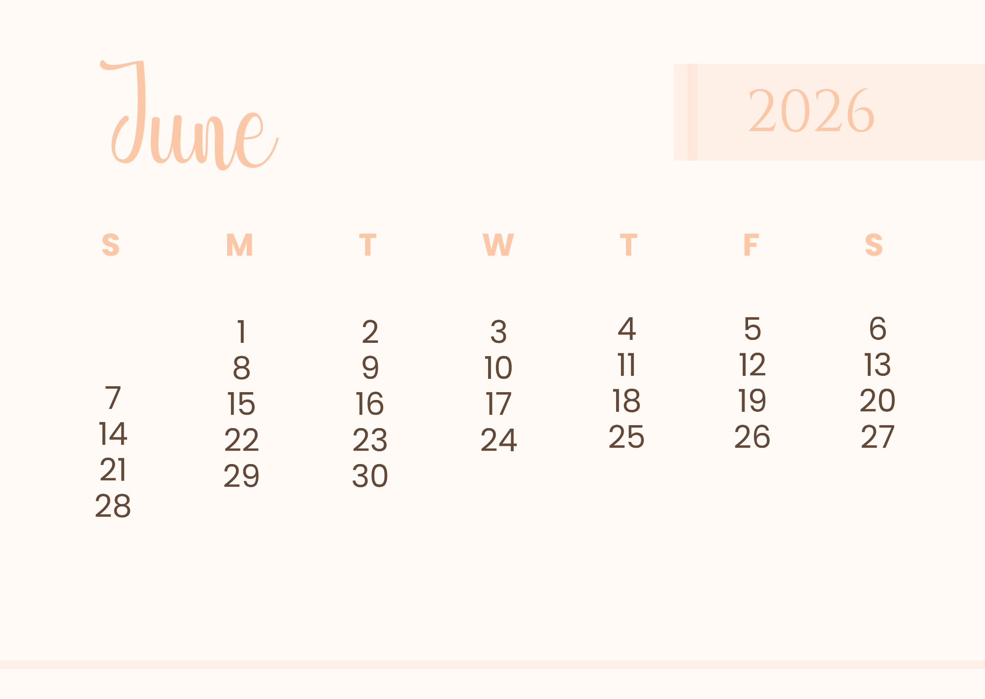 Free Minimalist Background 2026 Calendar Template to Edit Online
