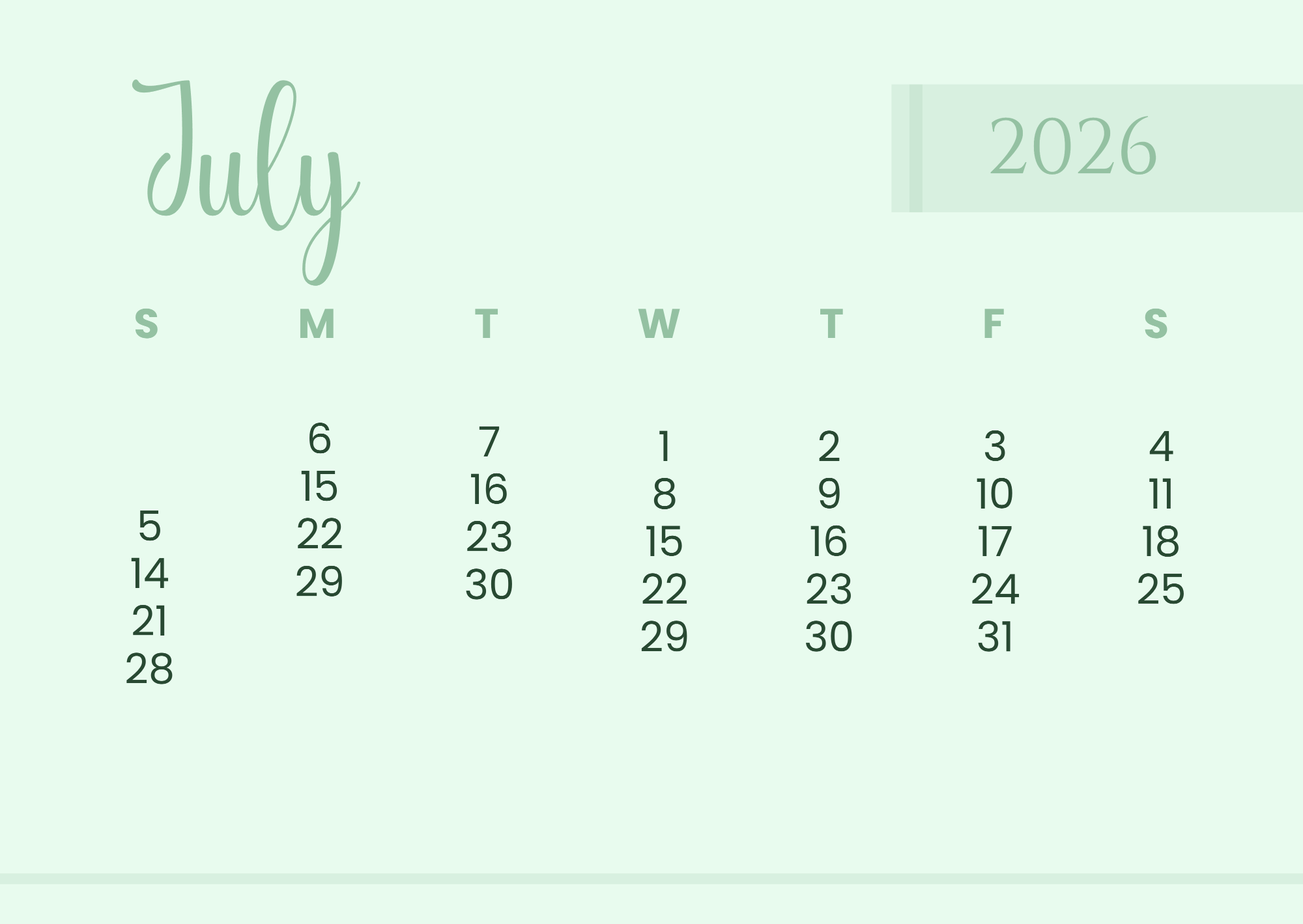 Free Minimalist Background 2026 Calendar Template to Edit Online