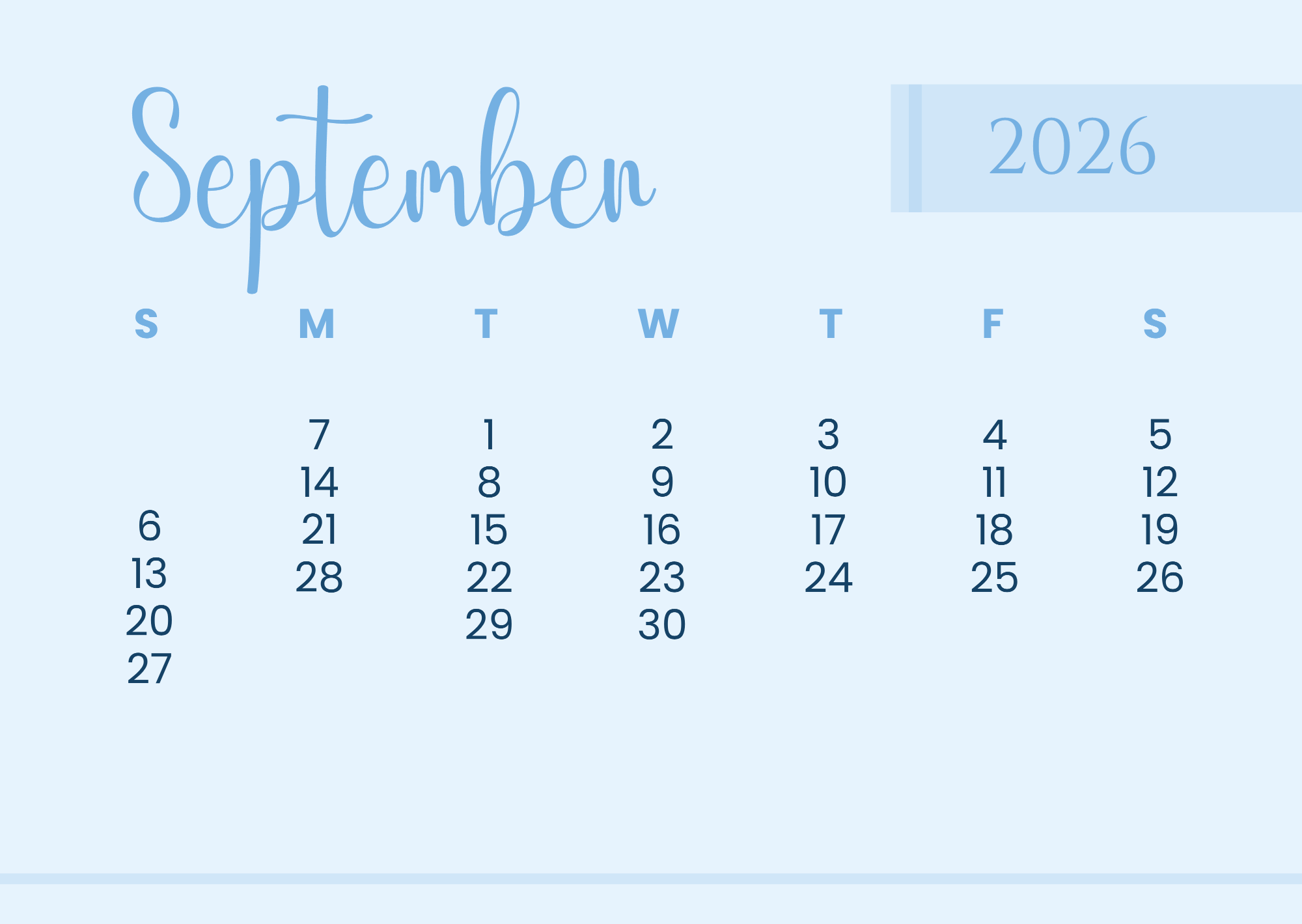 Free Minimalist Background 2026 Calendar Template to Edit Online