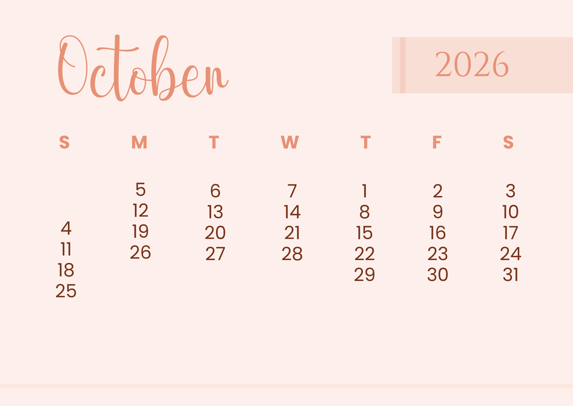 Free Minimalist Background 2026 Calendar Template to Edit Online