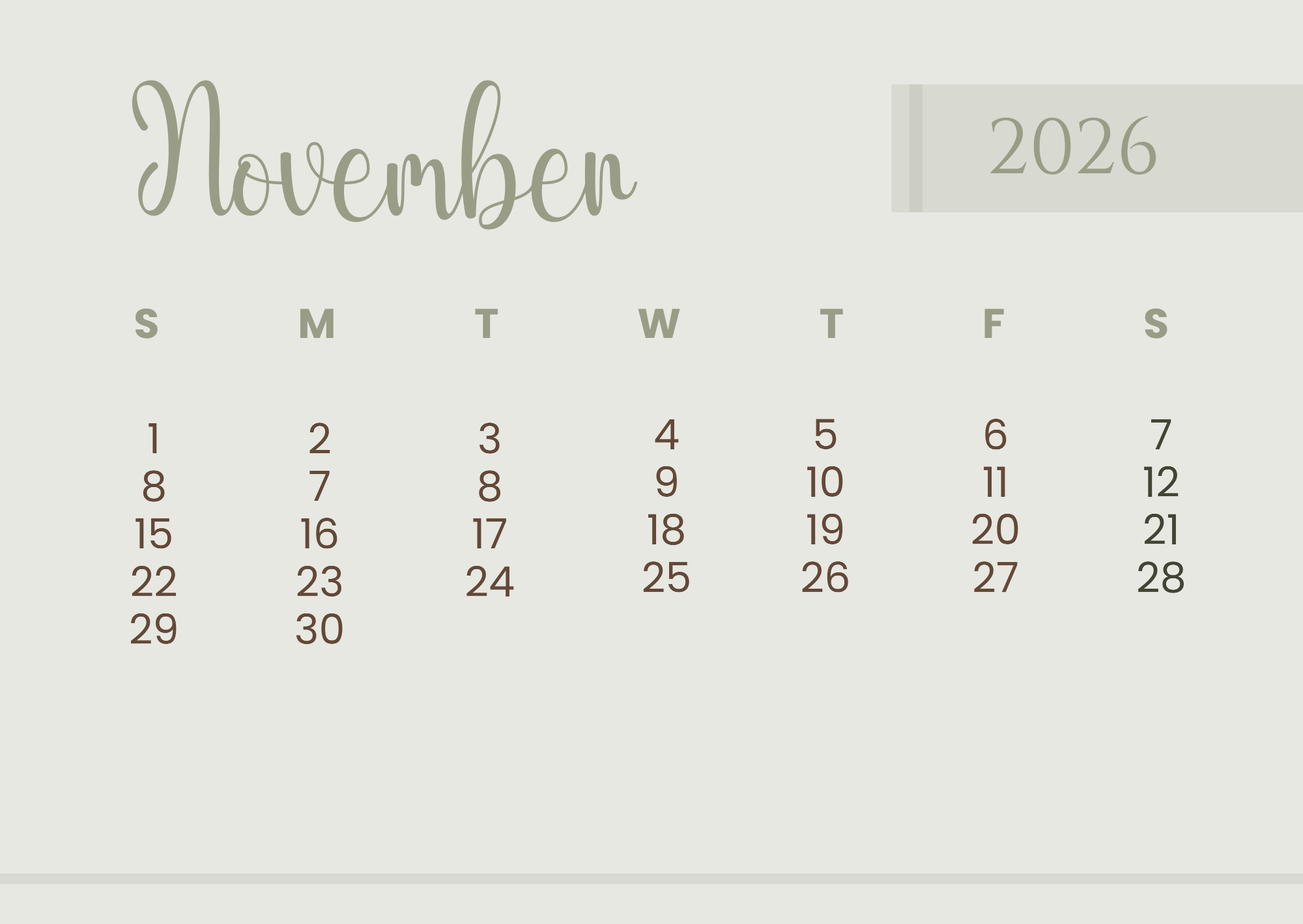 Free Minimalist Background 2026 Calendar Template to Edit Online