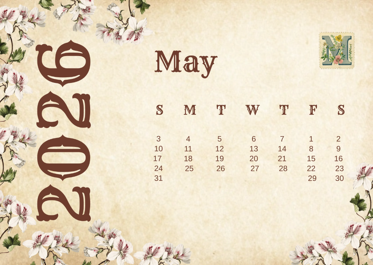 Free Vintage 2026 Calendar Template to Edit Online