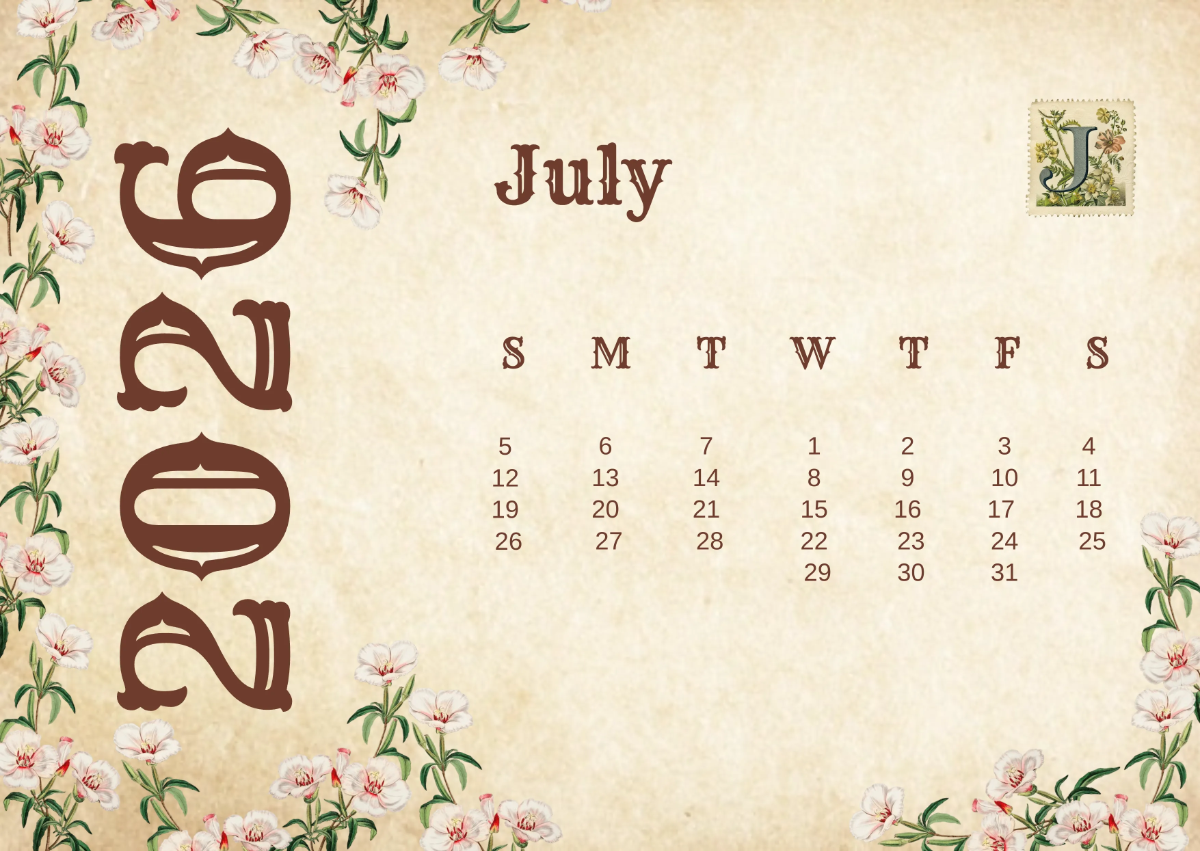 Free Vintage 2026 Calendar Template to Edit Online