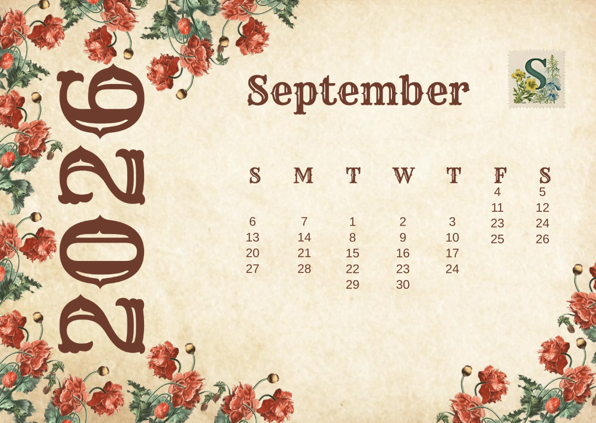 Free Vintage 2026 Calendar Template to Edit Online