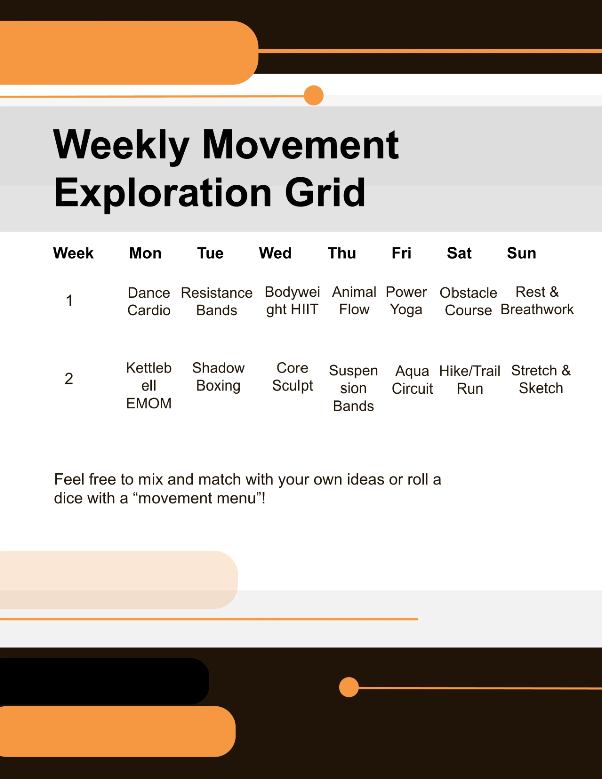 Free Creative Workout Program Planner Template to Edit Online