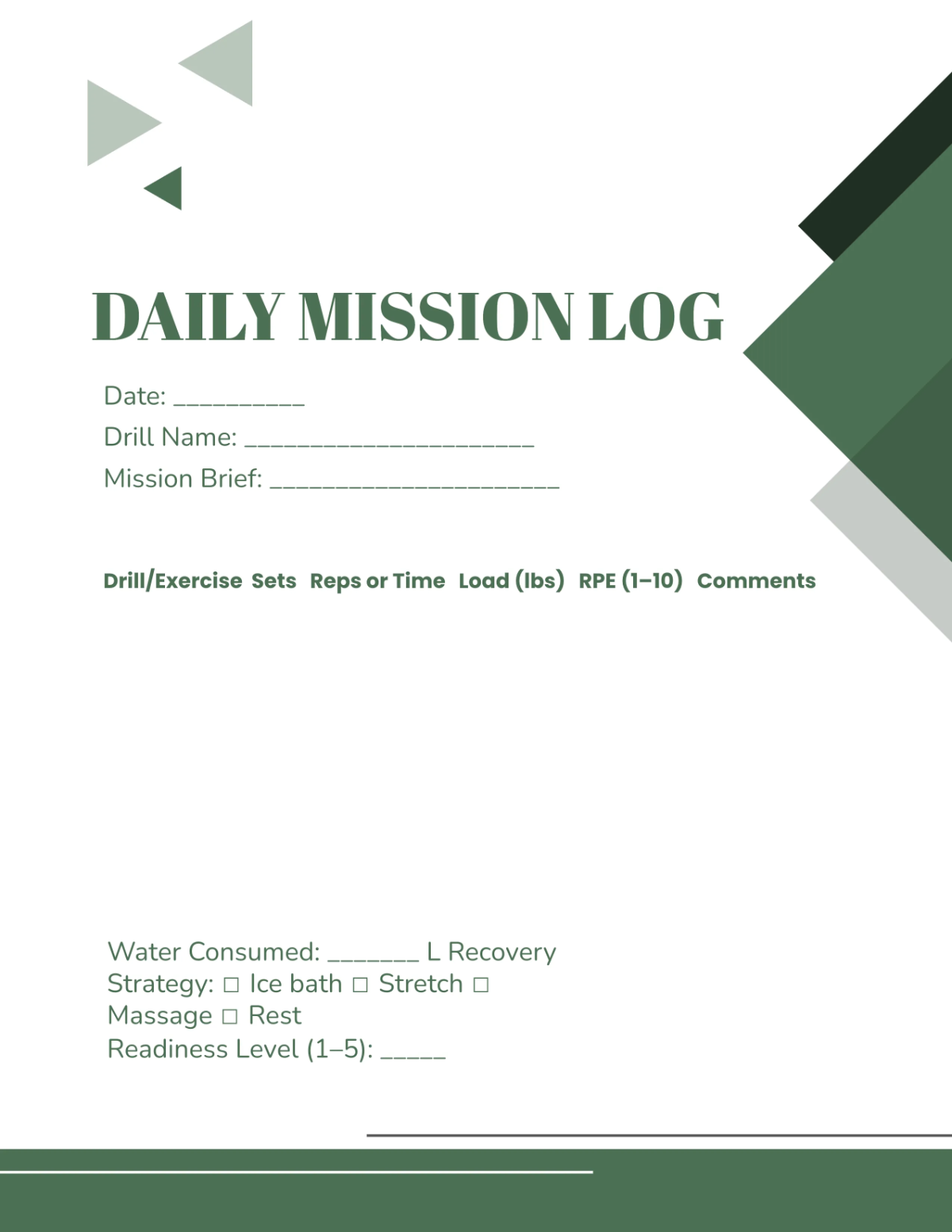 Free Military Workout Planner Template to Edit Online