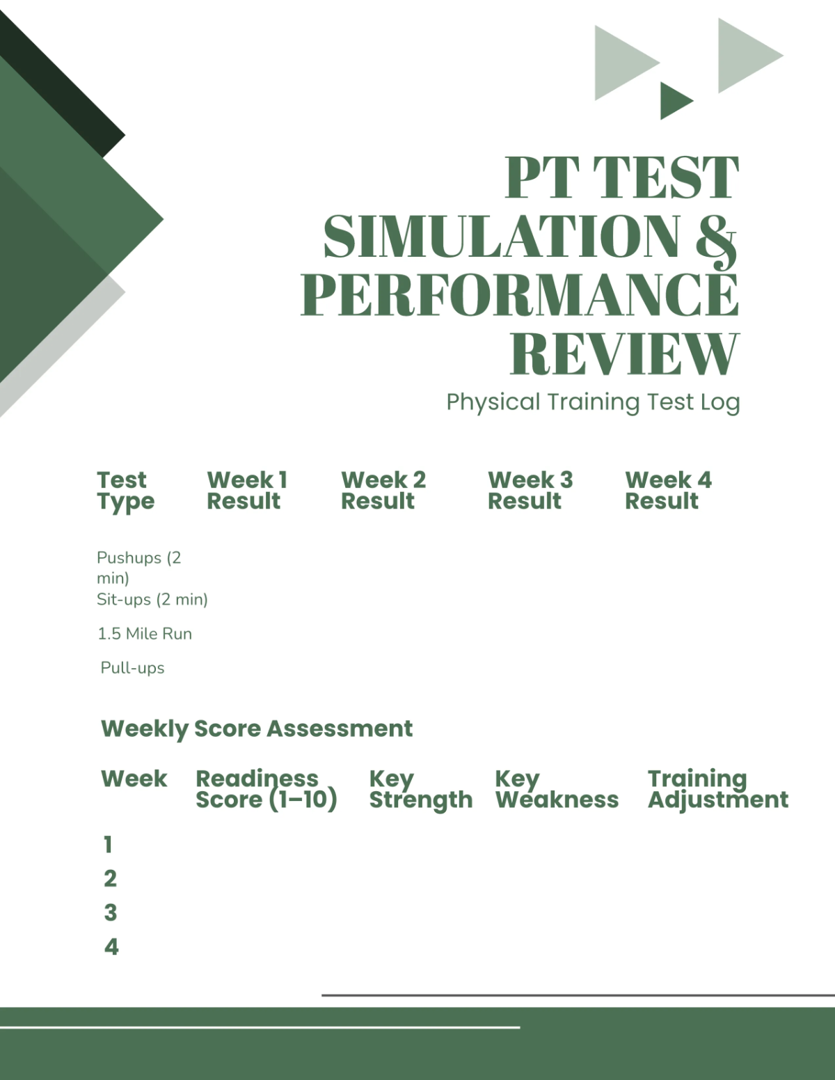 Free Military Workout Planner Template to Edit Online