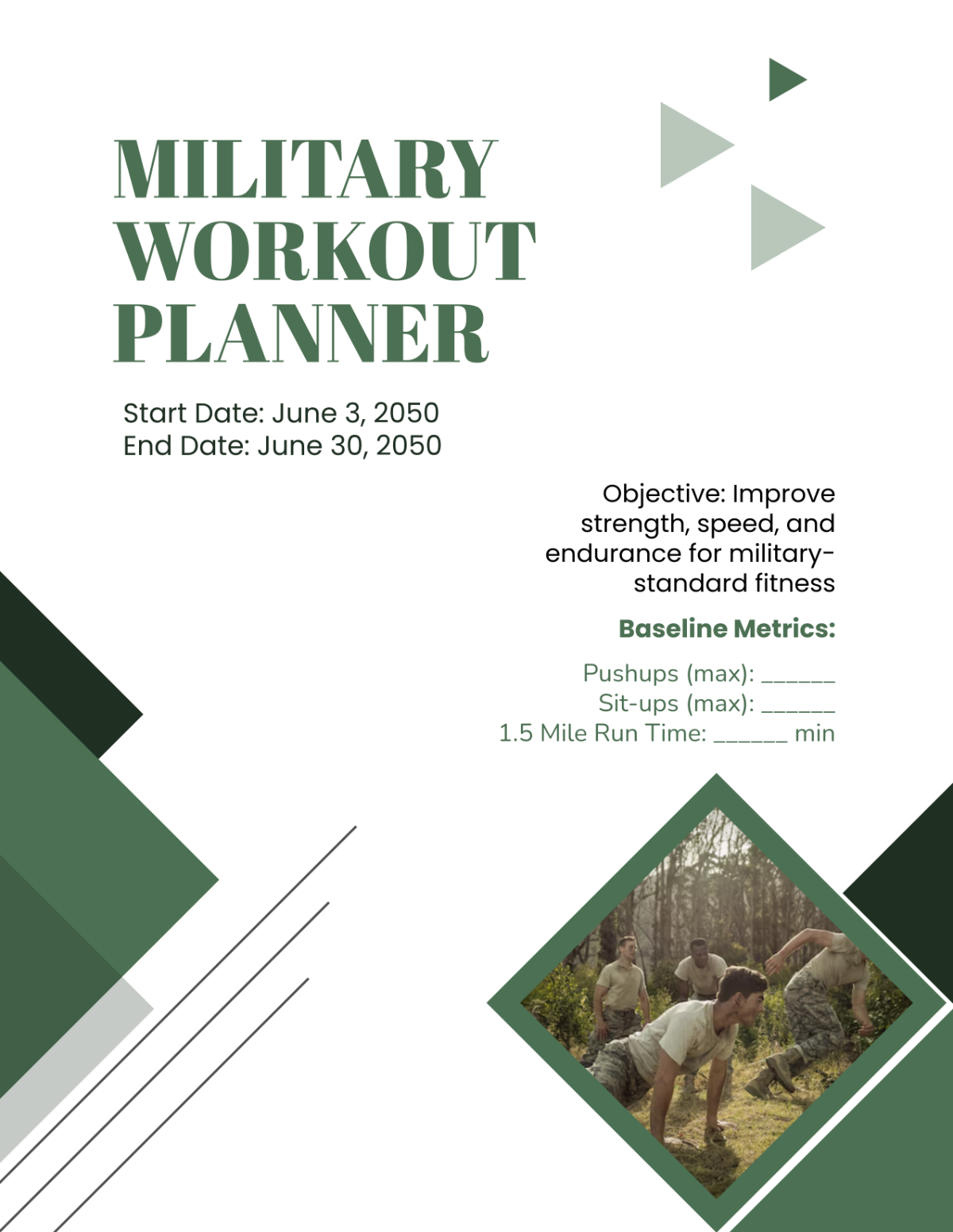Free Military Workout Planner Template to Edit Online