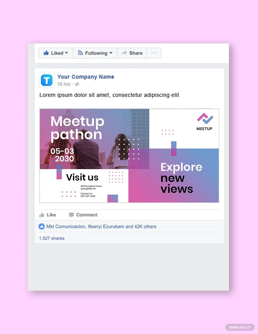 Meetup Event Facebook Post Template in PSD