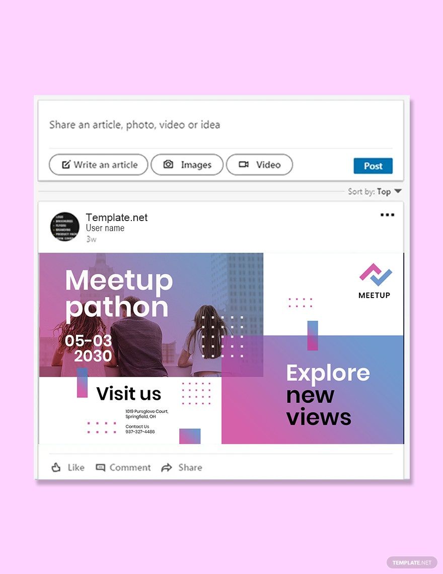 Meetup Event Linkedin Post Template in PSD