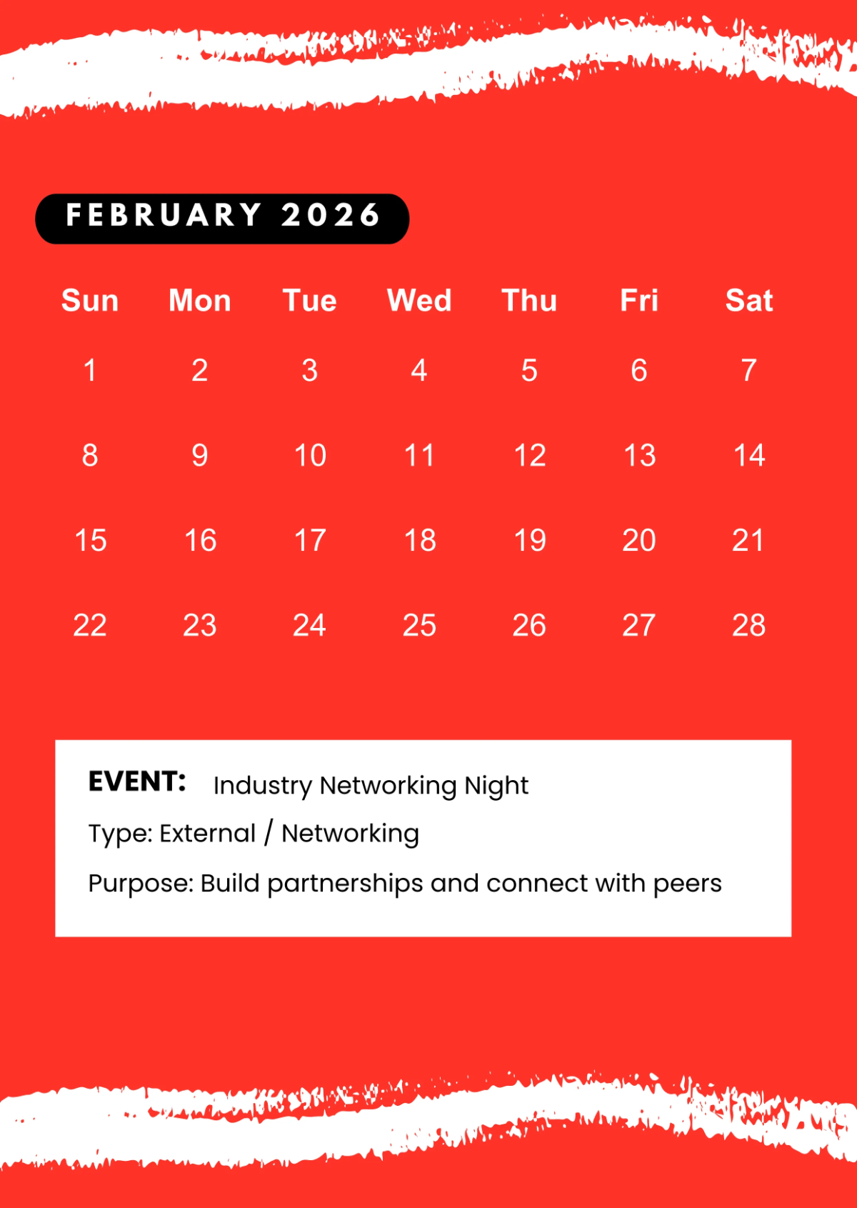 Free Red 2026 Event Calendar Template to Edit Online