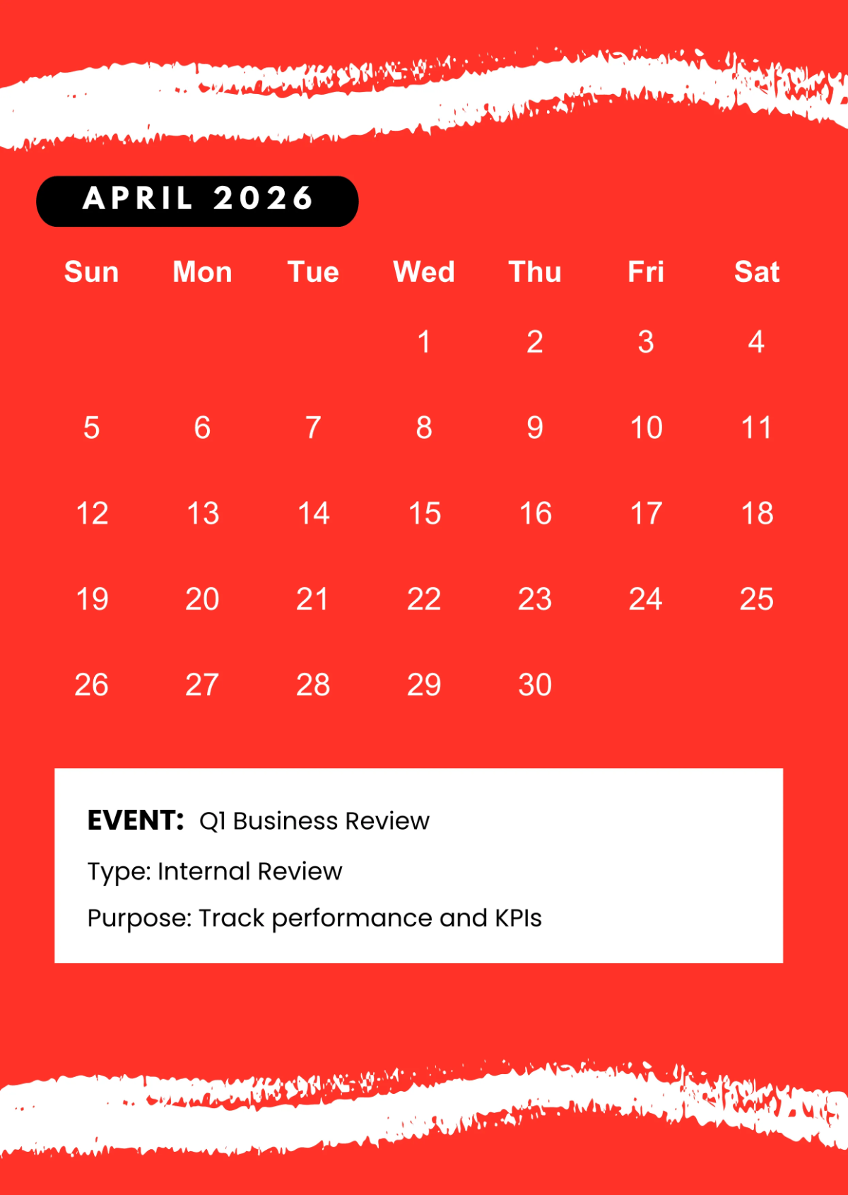 Free Red 2026 Event Calendar Template to Edit Online