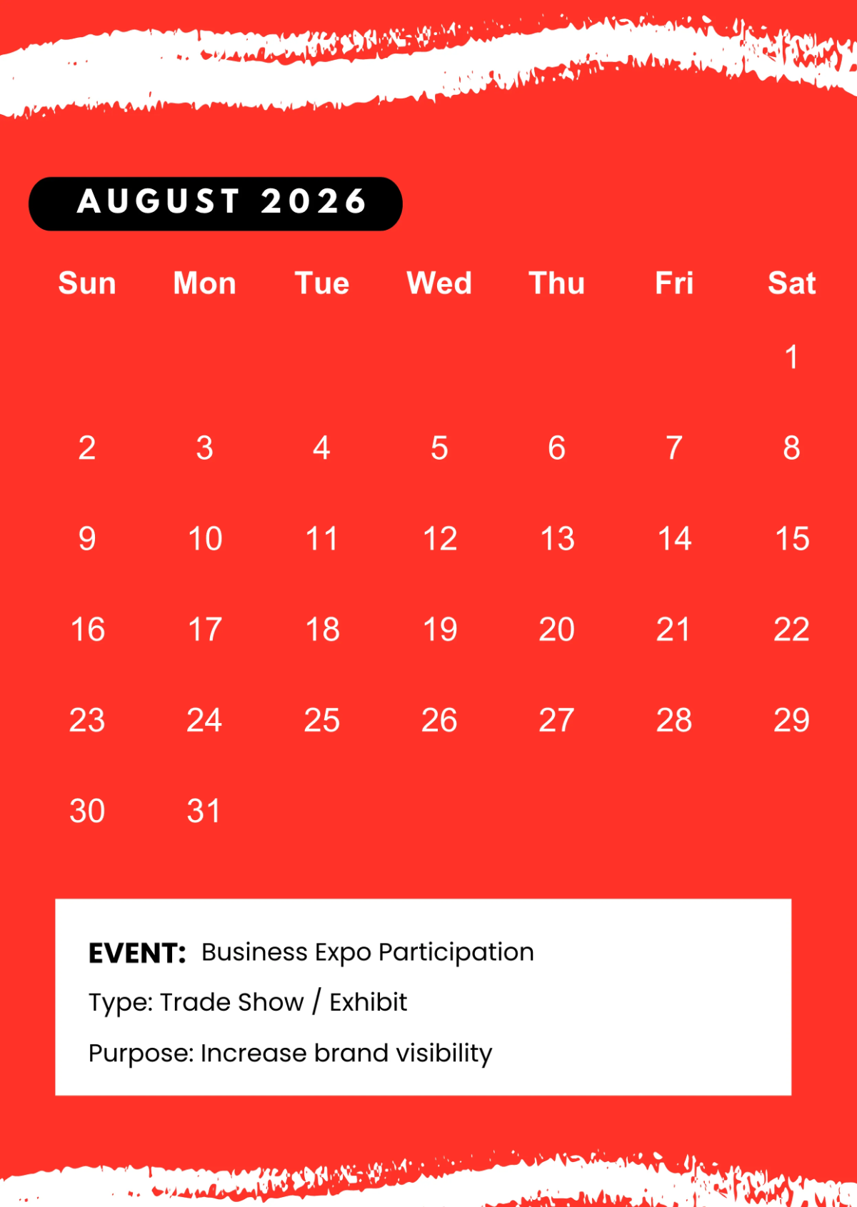 Free Red 2026 Event Calendar Template to Edit Online