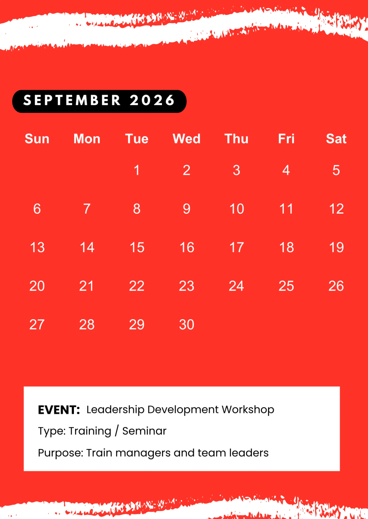 Free Red 2026 Event Calendar Template to Edit Online