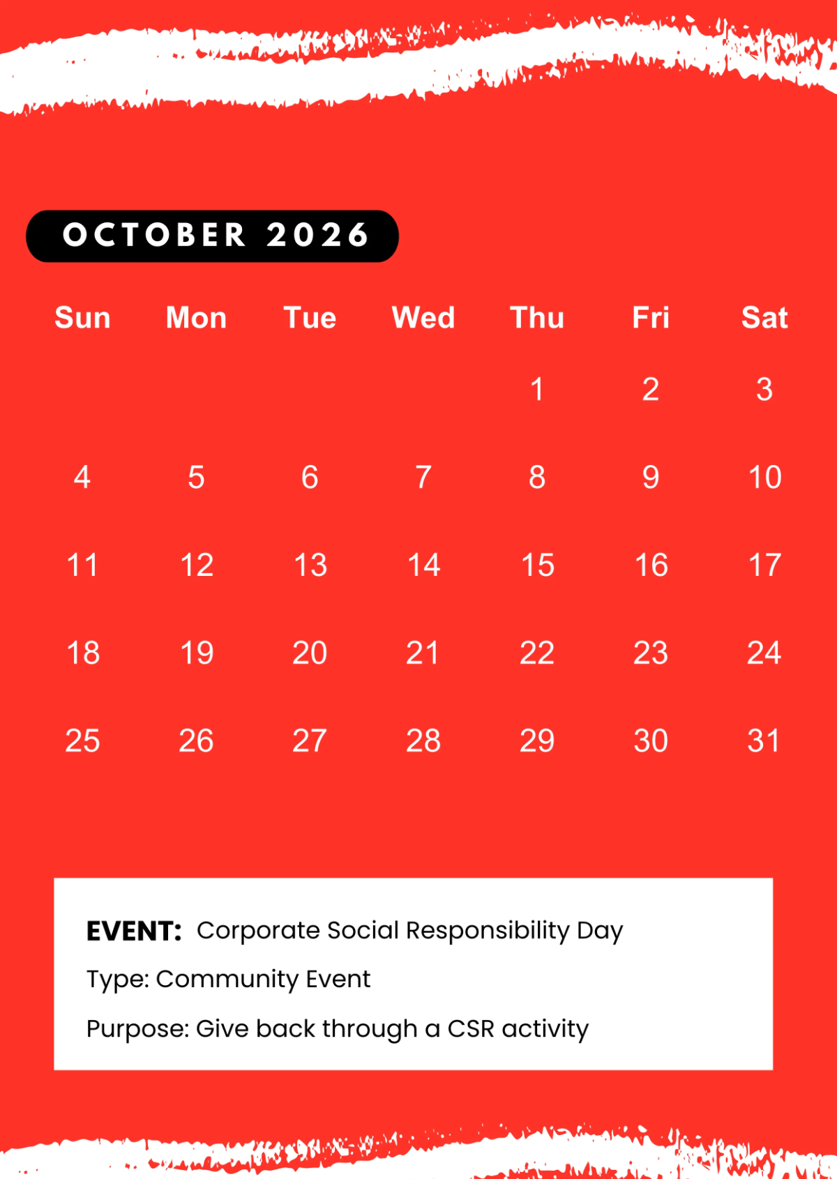 Free Red 2026 Event Calendar Template to Edit Online