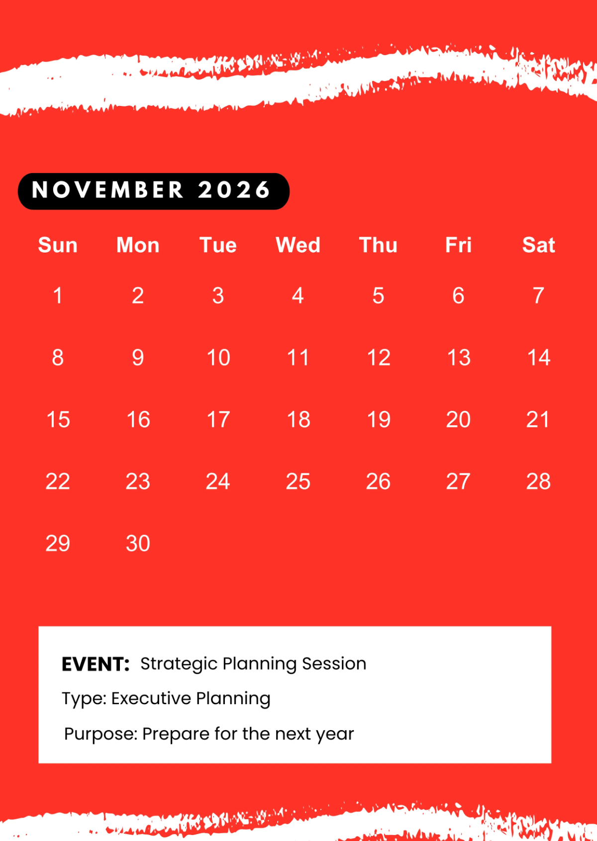 Free Red 2026 Event Calendar Template to Edit Online