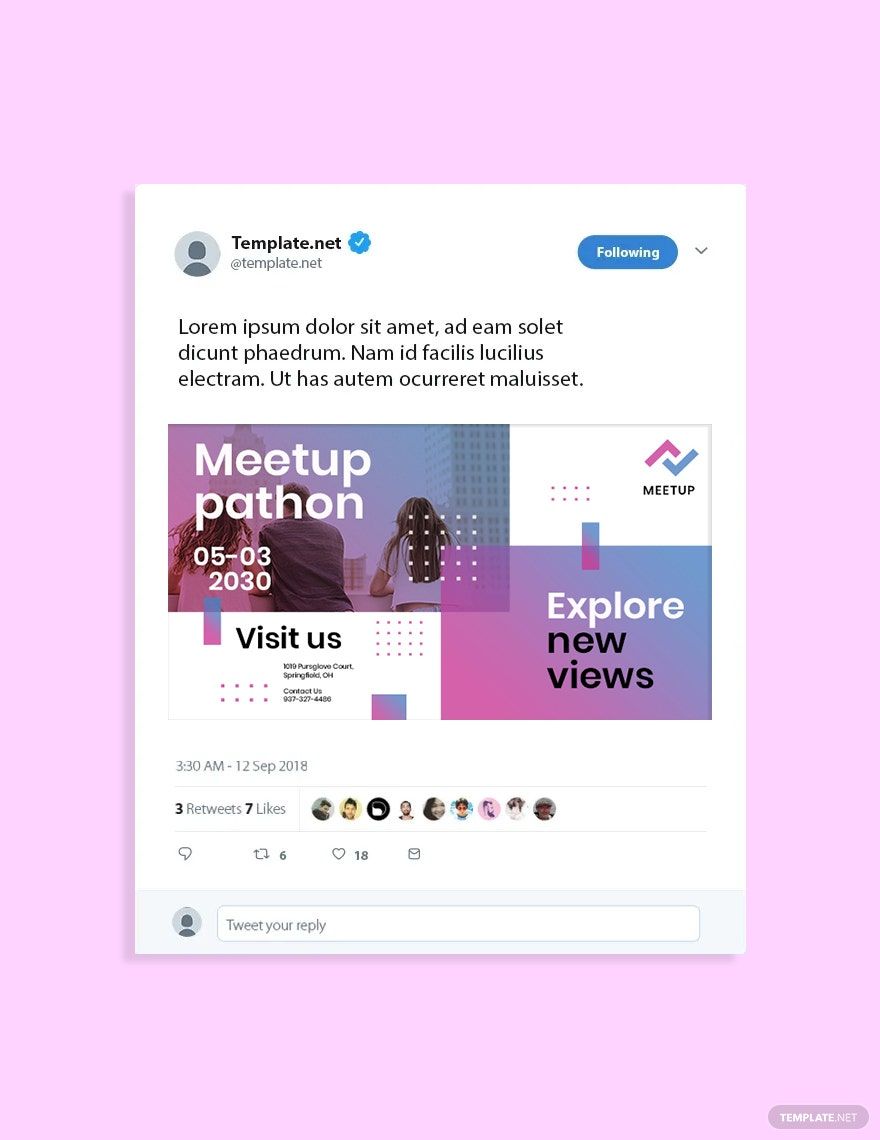 Free Meetup Event Twitter Post Template in PSD