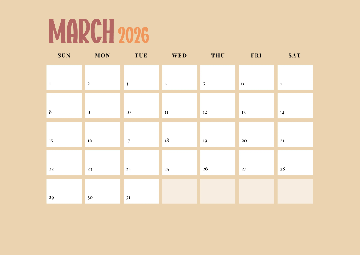 Free Rainbow 2026 Calendar Template to Edit Online