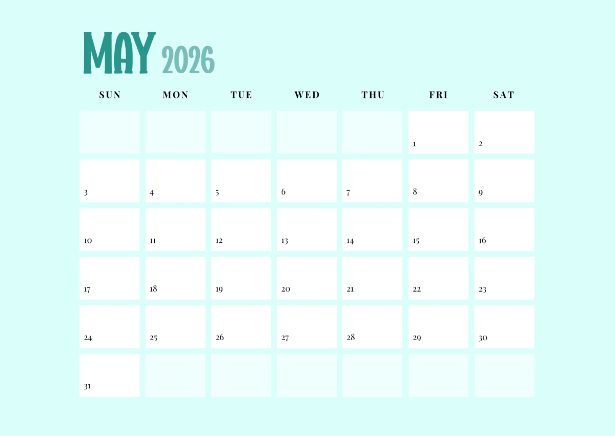 Free Rainbow 2026 Calendar Template to Edit Online