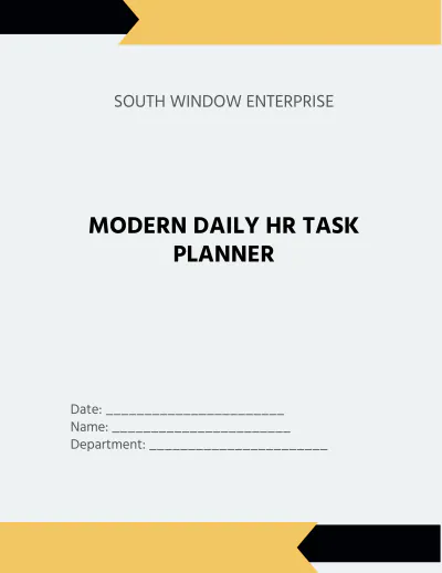 Free Modern Daily HR Task Planner Template to Edit Online