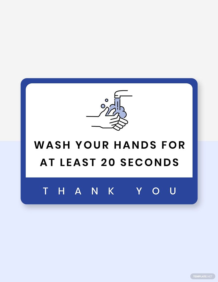 Wash Hands for 20 Seconds Label Template