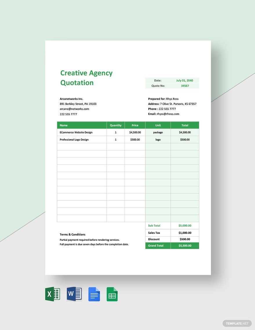 Free Editable Creative Agency Quotation Template