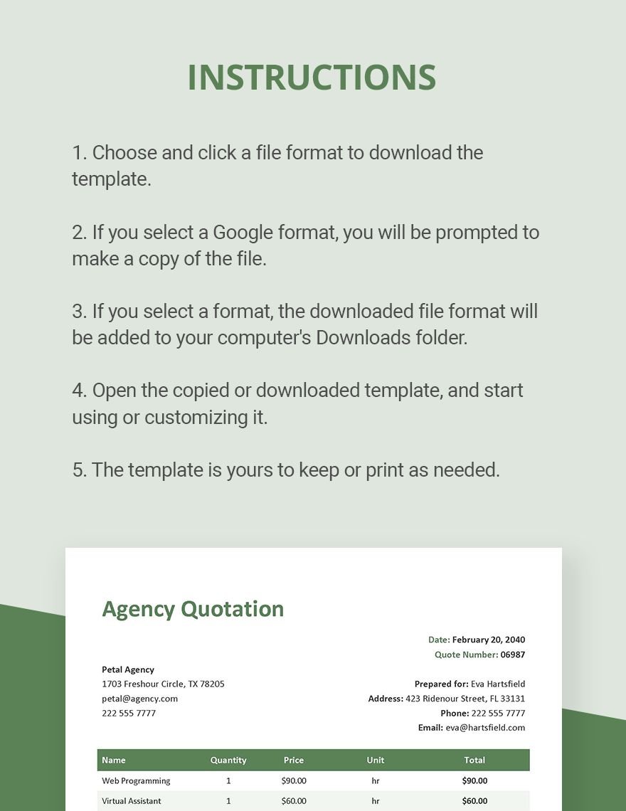 Agency Quotation Format Template