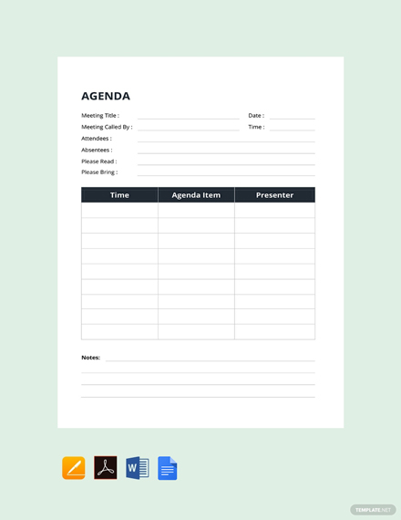 FREE Example of Agenda Template - PDF | Word | Apple Pages | Google ...