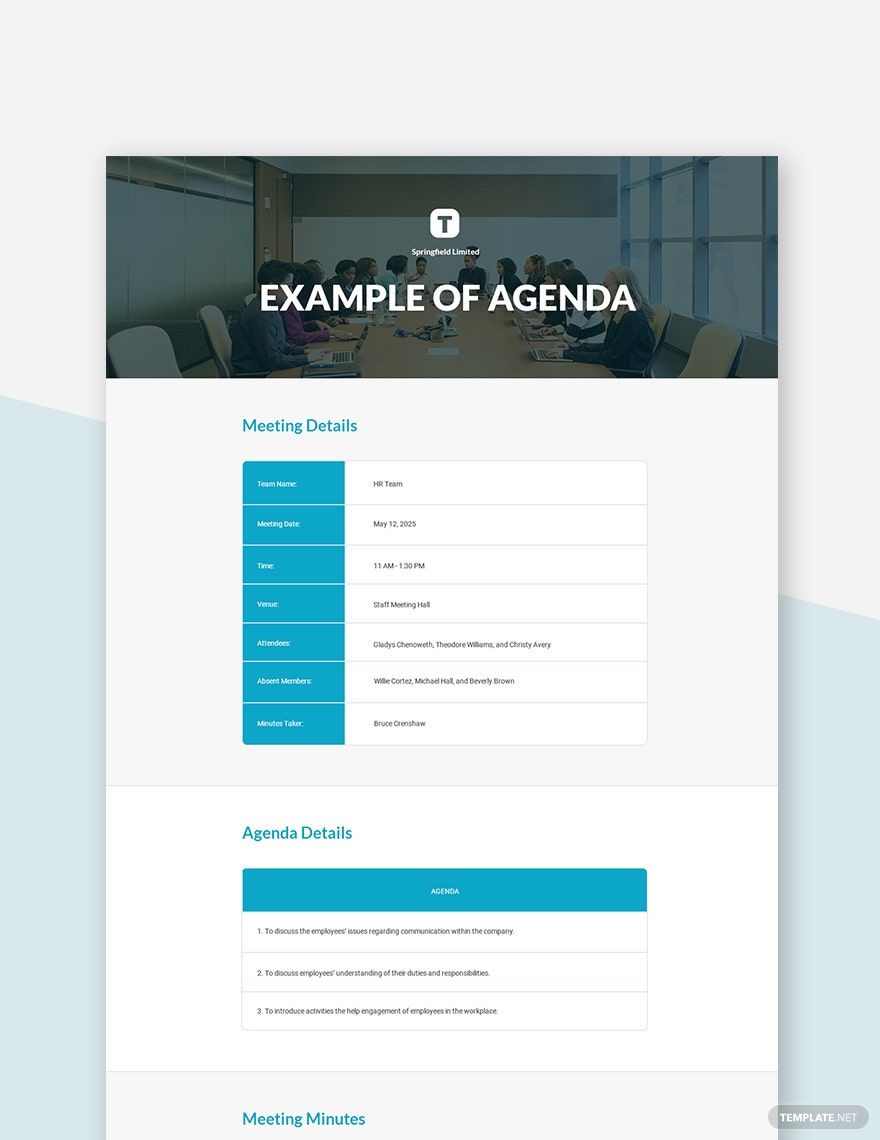 Free Example of Agenda Template