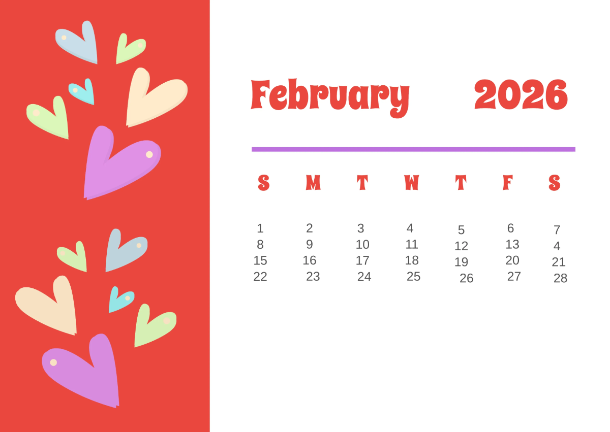 Free Colorful 2026 Calendar for Kids Template to Edit Online